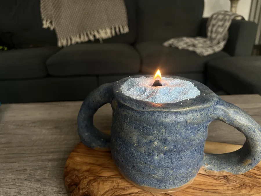 Blue mug with Candle Gems