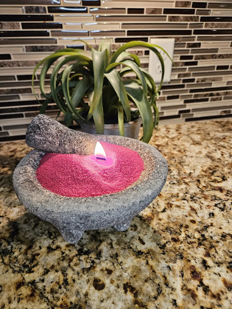 Mortar and pestle with Candle Gems